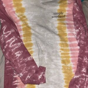 Simply Southern Pink and Yellow Tie-Dye Shirt